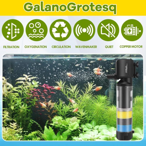 LYtech Fish Tank Filter Aquarium Filter 350GPH for 300-1200L Tank Water Cleaning Filter Pump with Filter Cartridges, 20W Submersible Water Pump, 2 Mode (Oxygenation/Rainfall) for Saltwater Freshwater - Image 6