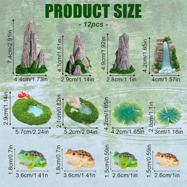 Cosiesnest 27 Pieces Aquarium Decorations, Fish Tank Rockery Hiding Cave Landscaping Decoration with Frog Tadpole Lotus Leaf Lotus Flower for Fish Shrimp Hiding Aquarium Ornament Pet Supplies - Image 2