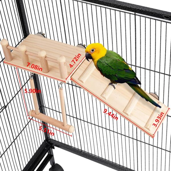 TeTupGa Hamster Bird Perches Cage Toys Parrot Wooden Platform With Climbing Ladder Playing Gyms Exercise Stands Wood Swing Chewing Toys Sets For Animals Green Cheeks, Baby Lovebird, Chinchilla, Budgie - Image 7