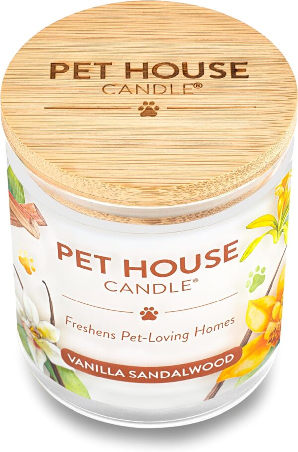 One Fur All - 100% Natural Soy Wax Candle- Pet Odour Eliminator, Up To 60 Hours Burn Time, Non-toxic, Reusable Glass Jar Scented Candles – Pet House Candle (Vanilla Sandalwood) - Image 3