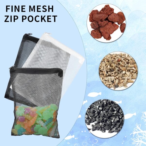 10PCS Aquarium Filter Bags Fish Tank Media Mesh Filter Bag With Zippe Reusable High Flow Nylon Mesh Media Net Bag for Fish Tank Bio Balls Pelletized Carbon Ammonia Remover Ceramic Rings - Image 3