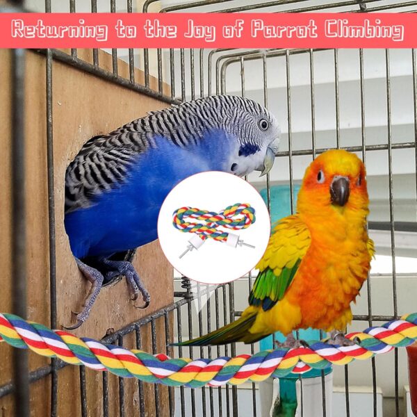 Parrot Rope,1 PCS Bird Perches Cage Rope,Parrot Perch Bird Toys Parrot Swing Chewing Standing Hanging Perch,Parrot Cotton Rope Climbing Rope Bird Playground Rope Perches,for Budgie Bath(31.5 Inches) - Image 5