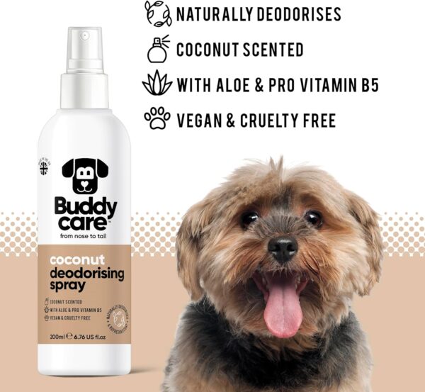 Buddycare Dog Deodorising Spray - Deodorising Spray for Dogs - With Aloe Vera and Pro Vitamin B5 (Coconut, 200ml) - Image 2
