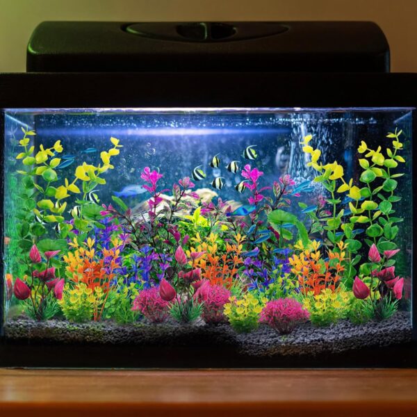 QUOZUO 25 x Colourful Aquarium Decoration Plant, Artificial Plants Aquarium Deco, Terrarium Plant Decoration for Aquarium Fish - Image 3