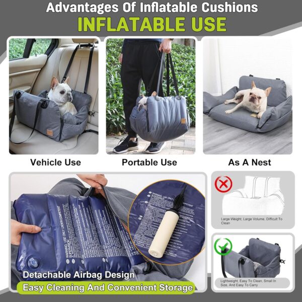 PETCUTE 3 In 1 Dog Booster Car Seat,Dog Car Seat with Storage Pocket and Clip-On Safety Leash, Washable Pet Booster Seat Travel Safety Seats with Adjustable Strap,Suitable for Most Cars - Image 4