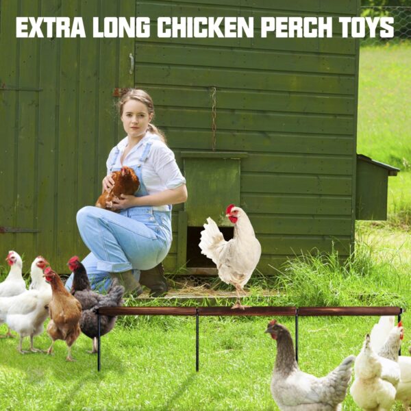 Chicken Toys, Extra Long Chicken Perch Toys, Woodern Chicken Roosts and Perches Stand Training Perch for Poultry Rooster Chicks Large Bird Chicks Parrot, 44.88” Long (Antique Color) - Image 6