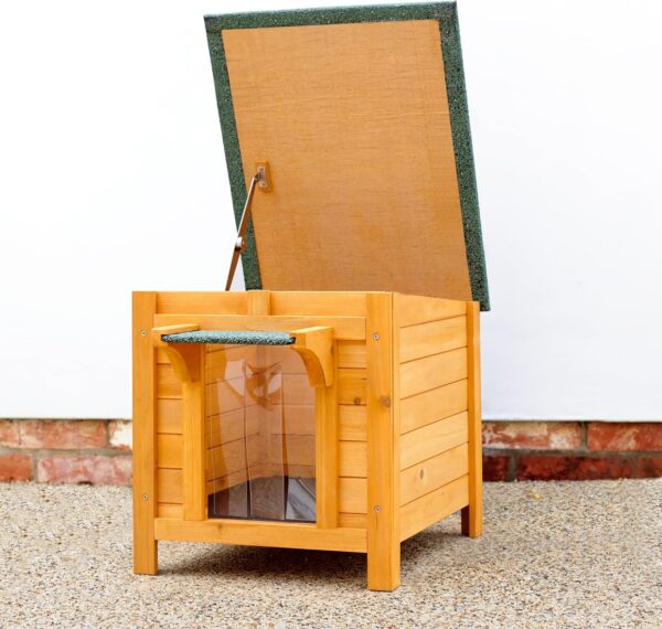 FeelGoodUK Wooden Hide House Cat Rabbit Shelter Shade Small Animal 42 w x 51 d x 42 h - Image 2