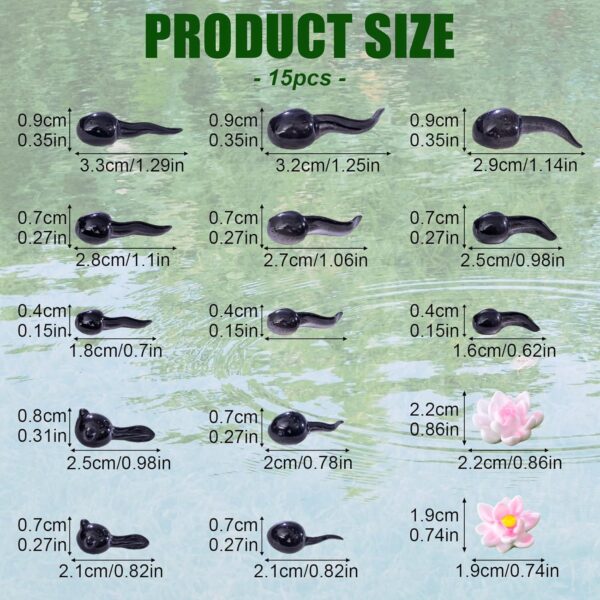 Cosiesnest 27 Pieces Aquarium Decorations, Fish Tank Rockery Hiding Cave Landscaping Decoration with Frog Tadpole Lotus Leaf Lotus Flower for Fish Shrimp Hiding Aquarium Ornament Pet Supplies - Image 3
