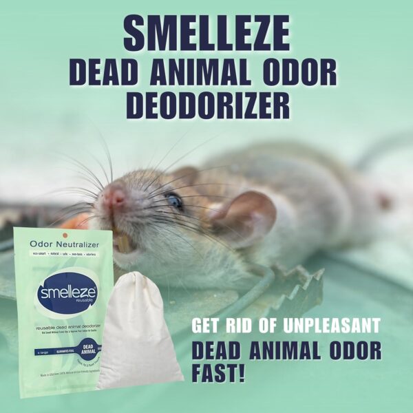 SMELLEZE Dead Animal Odor Eliminator for Strong Odor Removal - Eliminate Dead Rodent & Wildlife Smell - Safe Indoor & Outdoor Use, Natural Odor Remover, Fresh & Effective - 1 Pouch. - Image 2
