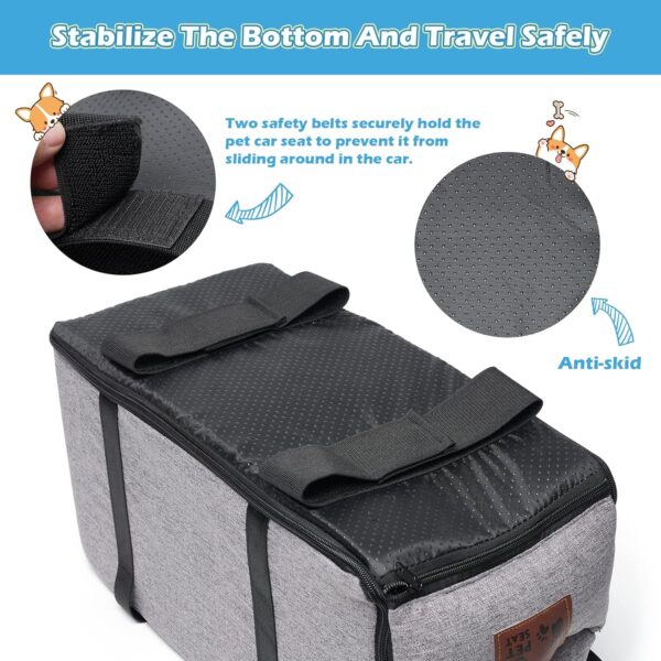 Dog Car Seat for Small Dogs Pet Car Booster Seat Detachable and Washable Dog Booster Seat for Small Pets Up to 13.5 Lbs Center Console Dogs and Cats Car Seat Fits Car Home Travel - Image 5