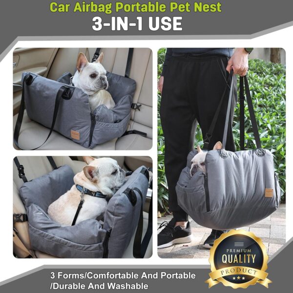 PETCUTE 3 In 1 Dog Booster Car Seat,Dog Car Seat with Storage Pocket and Clip-On Safety Leash, Washable Pet Booster Seat Travel Safety Seats with Adjustable Strap,Suitable for Most Cars - Image 3