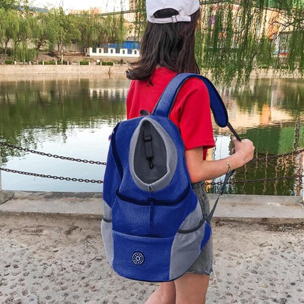 meimiao Portable Pet Travel Backpack, Breathable Mesh Double Shoulder Pet Carrier Bag, with Small Dogs Cats Puppy Head Out Design, for Hiking Trip Shopping Outdoor Use, Pets Supplies - Image 3