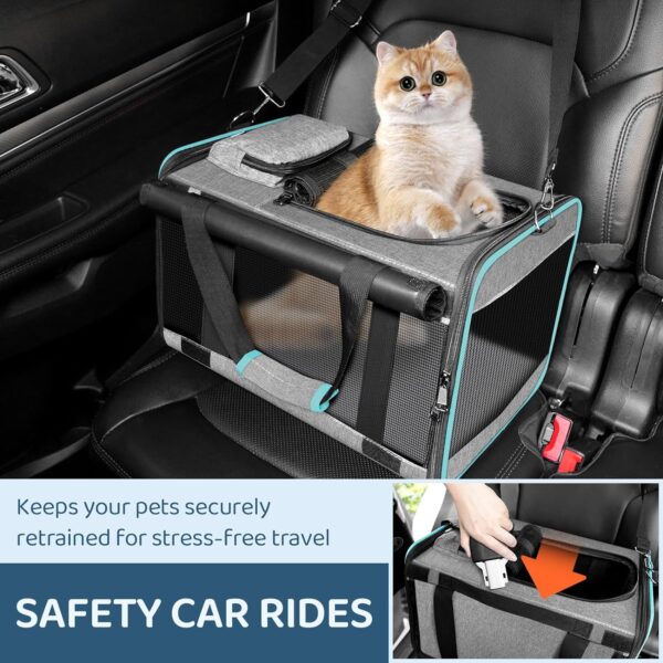 GAPZER Cat Carrier American, United, Delta Airline Approved/Soft-Sided Pet Travel Bag for Medium Cat 15+ lbs Small Dog Traveling Crate Under 15 Pounds TSA Approved Carrying Cage Underseat Cabin Gray - Image 8