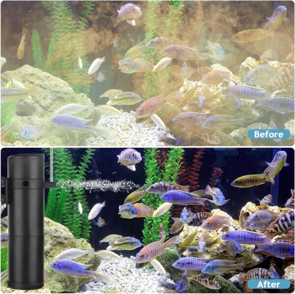ITIY Aquarium Internal Filter for 50-200L Tanks, Adjustable 12W 800L/H Fish Tank Filter with Dual Water Outlet & Aeration - Image 5