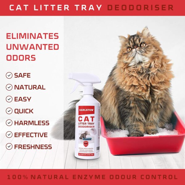 karlsten Cat Litter Spray Deodorizer - 100% Bio-Based, Destroys bacteria,Fresh Lemon Fragrance Odour Eliminator & Neutralizer - Extends Cat Litter Life & Absorbs Odours - Image 3