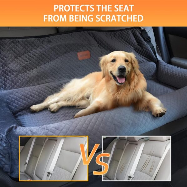 koneboss Dog Car Seat for Back Seat Pet Booster Seat Travel Puppy Bed with Safety Belt Backseat Protector for Large/Medium/Small Dogs,Removable Washable Cover, Storage Pockets（Black） - Image 4