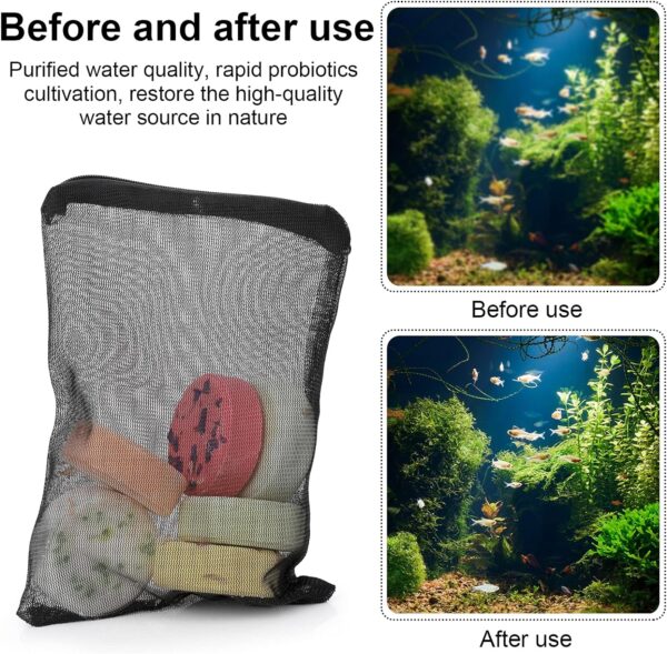 Molain Aquarium Filter Bags-10Pcs Fish Tank Media Mesh Filter Bag High Flow Fine Mesh Net Reusable Bags with durable plastic Zipper for Fish Tank Bio Balls, Pelletized Carbon -Mesh hole 1mm - Image 2