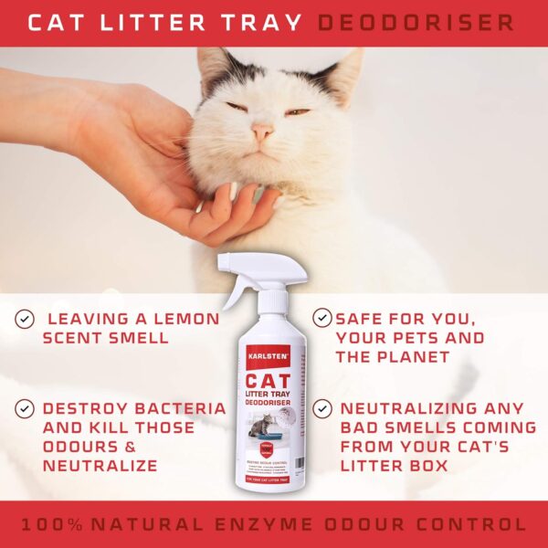 karlsten Cat Litter Spray Deodorizer - 100% Bio-Based, Destroys bacteria,Fresh Lemon Fragrance Odour Eliminator & Neutralizer - Extends Cat Litter Life & Absorbs Odours - Image 4