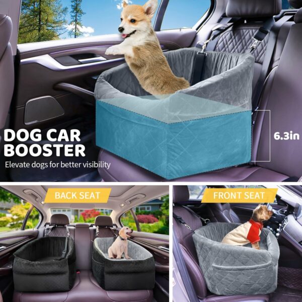 GL GLENSLAVE Dog Car Seat for Small Dogs, Upgrade Dog Booster Seat,Detachable and Washable Pet Car Seats with Thick Cushion Safety Leash and Storage Pockets - Image 6