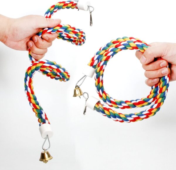 Youngever 2 Pack Birds Toys, Bungee Bird Toys, Bird Perch - Image 3