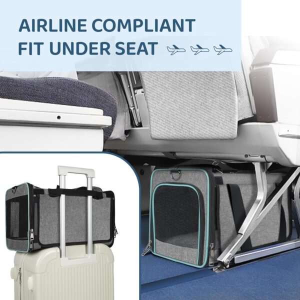 GAPZER Cat Carrier American, United, Delta Airline Approved/Soft-Sided Pet Travel Bag for Medium Cat 15+ lbs Small Dog Traveling Crate Under 15 Pounds TSA Approved Carrying Cage Underseat Cabin Gray - Image 4