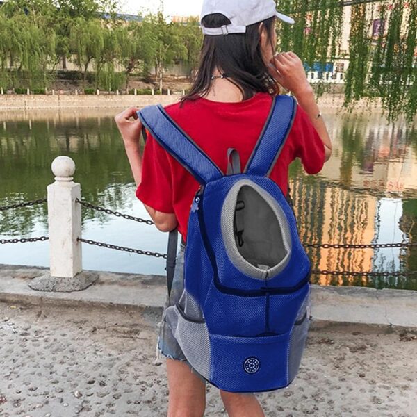 meimiao Portable Pet Travel Backpack, Breathable Mesh Double Shoulder Pet Carrier Bag, with Small Dogs Cats Puppy Head Out Design, for Hiking Trip Shopping Outdoor Use, Pets Supplies - Image 2