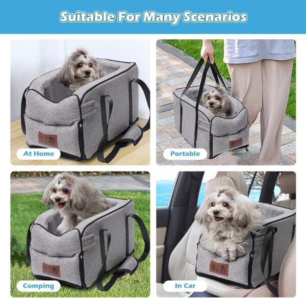 Dog Car Seat for Small Dogs Pet Car Booster Seat Detachable and Washable Dog Booster Seat for Small Pets Up to 13.5 Lbs Center Console Dogs and Cats Car Seat Fits Car Home Travel - Image 6