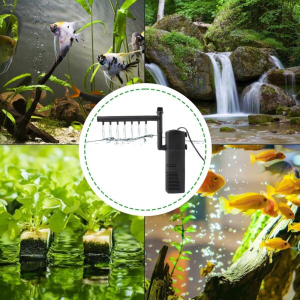 Rinwywey Fish Tank Filter, Internal Aquarium Filter with 600L/H, 7W Silent Fish Tank Filter Pump Fountain Water Pump and Oxygen Supply for Small Tank Up, Aquariums - Image 7