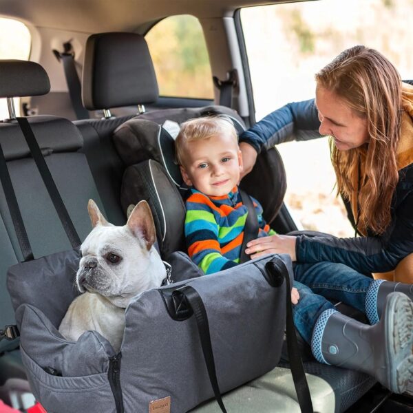 PETCUTE 3 In 1 Dog Booster Car Seat,Dog Car Seat with Storage Pocket and Clip-On Safety Leash, Washable Pet Booster Seat Travel Safety Seats with Adjustable Strap,Suitable for Most Cars - Image 2