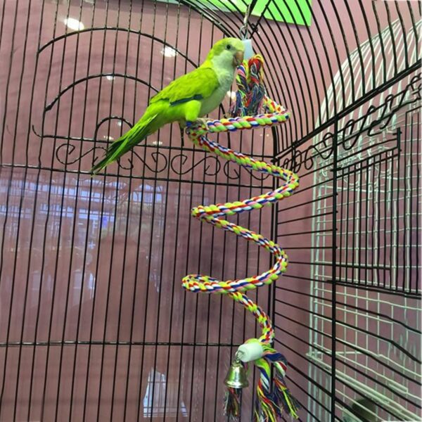 Aedcbaide Bird Parrots Toys, 2 Pack Parakeet Parrot Swing Chewing Hanging Toys with Bell, 59inch Bird Cotton Rope and 7Inch Diameter Bird Hanging Swing for Budgie, Cockatiels, Conures, Finches - Image 7