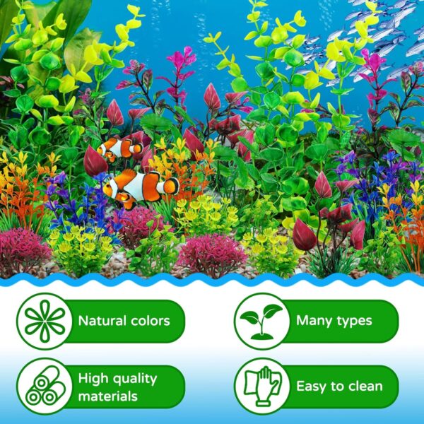 QUOZUO 25 x Colourful Aquarium Decoration Plant, Artificial Plants Aquarium Deco, Terrarium Plant Decoration for Aquarium Fish - Image 2