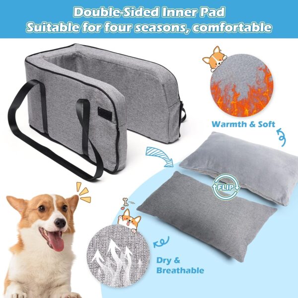Dog Car Seat for Small Dogs Pet Car Booster Seat Detachable and Washable Dog Booster Seat for Small Pets Up to 13.5 Lbs Center Console Dogs and Cats Car Seat Fits Car Home Travel - Image 7