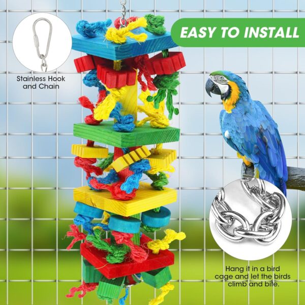 Bird Parrot Chewing Toys，Multicolored Natural Wooden Blocks Tearing Toys for Chewing,Climbing, Unraveling and Preening,Best Bird Toys for African Grey Parrot 、Macaws、Cockatoos and Amazon Parrots - Image 2