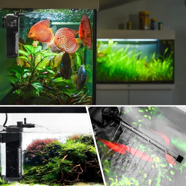 AQQA Internal Fish Tank Filter, 3 in 1 Submersible Aquarium Filter Pump with Adjustable Water Flow,Ultra Silent Biochemical Filtration Powerful Pump for 15-40L Aquariums(S) - Image 6