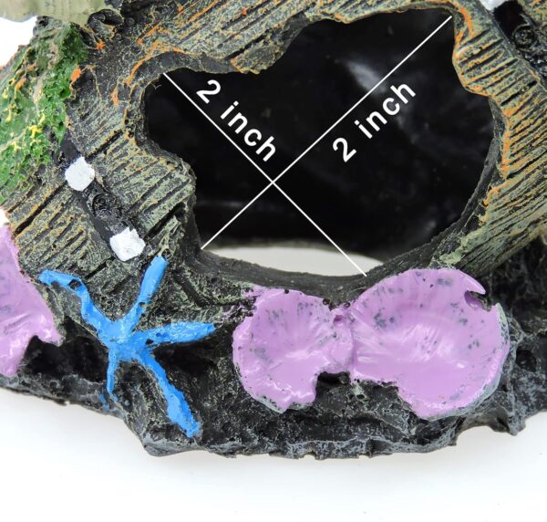 FuninCrea Fish Tank Cave Decor,Aquarium Broken Barrel Cave Decor, Fish Tank Mountain Cave Ornaments for Betta Fish Hiding Hole House Shelter (Grey) - Image 3