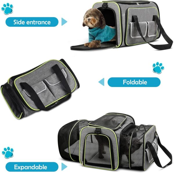 ALLSOPETS Foldable Cat Dog Carrier Bag Expandable Breathable Mesh Pack for Pets Travel Carrier for Small Medium Dogs Fat Cats Puppy Grey - Image 3