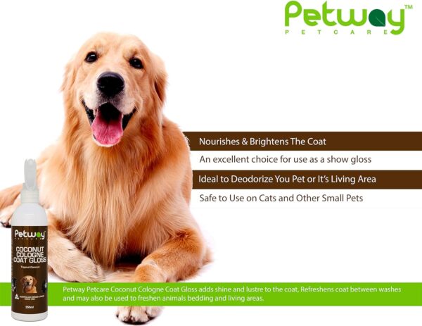 Petway Petcare Coconut Cologne Coat Gloss for Dogs and Puppies, Natural Cologne Spray with Coconut for Conditioning, Dog Gloss with Deodoriser, Pet Odor Eliminator and Dog Grooming Spray, 500ml - Image 3