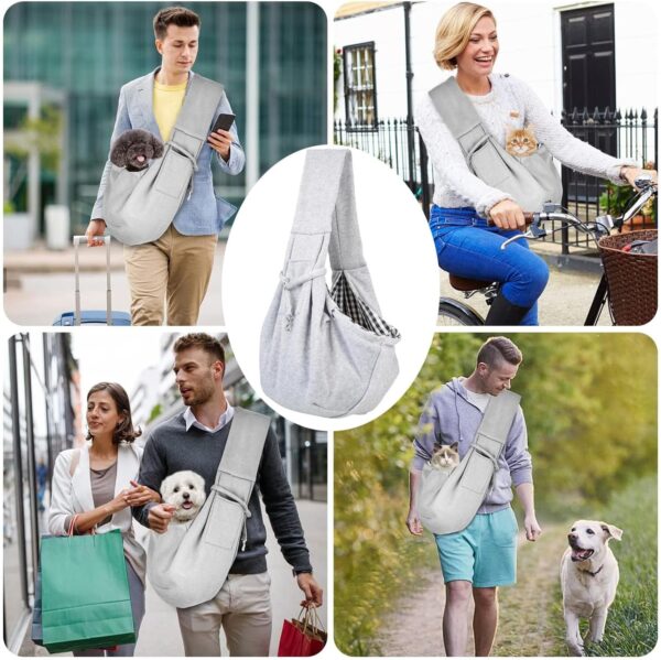 Dog Carry Sling, Pet Carriers for Dogs, Puppy Sling Carrier Small Dog, Small Pet Sling Carrier-Hands Free, Safety Belt Carrier for Small Dogs Outdoor Walking Travel Shopping Grey - Image 7
