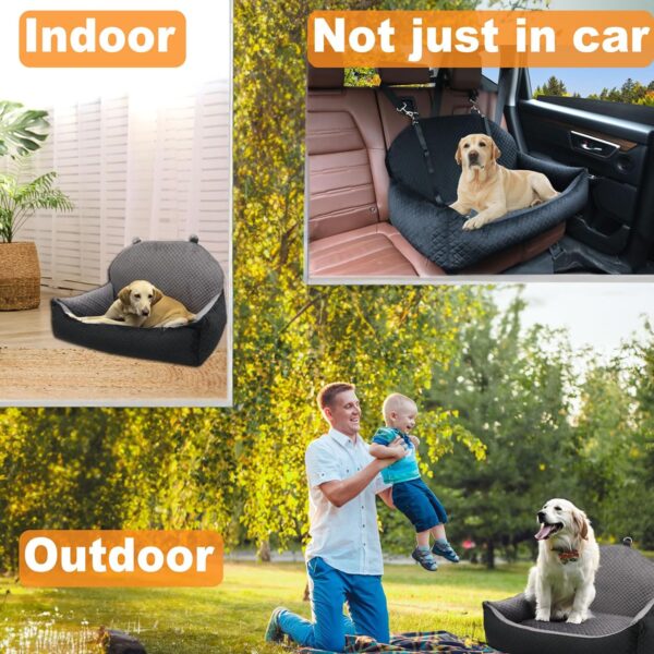 Dog Car Seat Bed for Large/Medium Dog or 2 Small Dogs, Pet Booster Seat for Dog/Cat Travel Safety,Soft Fabric and Non-Slip Base,Pet Car Seat Sofa can be Disassembled and Easy to Clean(Grey) - Image 5