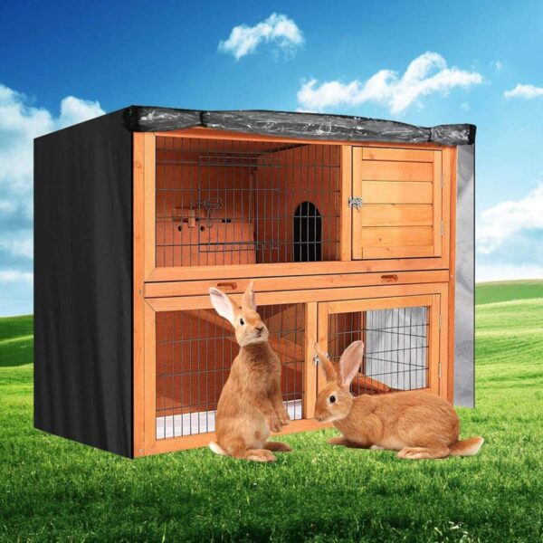 EVTSCAN Upgrade Rabbit Hutch Rabbit Cage Cover Indoor, Bunny Hutch with Run Outdoor Rabbit House, Dust-Proof Cover Accessory for Poultry Cage(Black) - Image 7