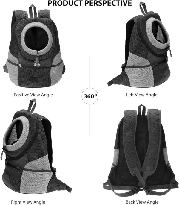 PETCUTE Breathable Pet Carrier Backpack for Small Dogs Cat Up to 6.8KG,Hands-Free Pet Travel Bag with Head-Out Design and Waterproof Bottom,Adjustable Cat Backpack for Hiking & Travel,Black,M - Image 4