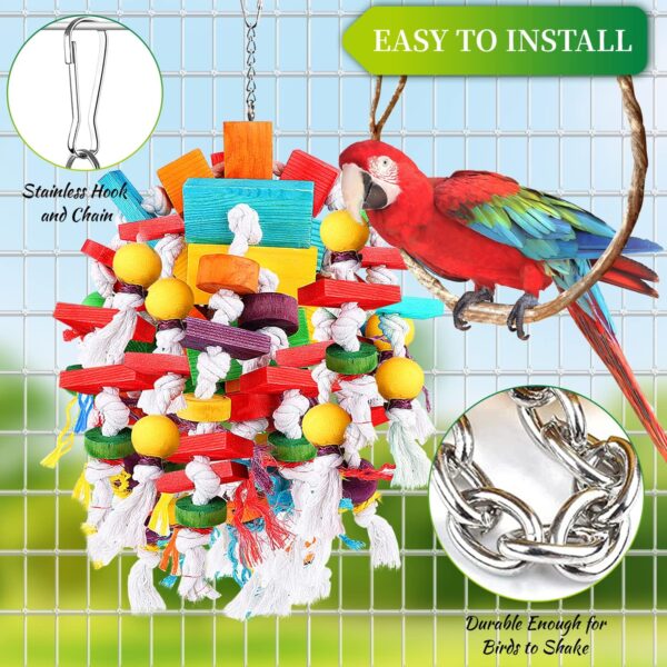 Bird Parrot Chewing Toys，Multicolored Wooden Blocks Tearing Toys with Wood Beads,Best Bird Toys for African Grey Parrot 、Macaws、Cockatoos and a Variety of Amazon Parrots - Image 2