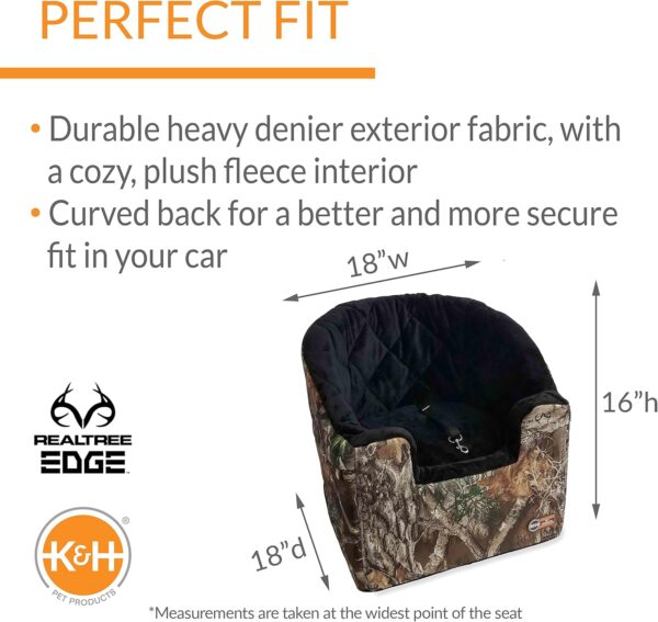 K&H Pet Products Bucket Booster Dog Car Seat with Dog Seat Belt for Car, Washable Small Dog Car Seat, Sturdy Dog Booster Seats for Small Dogs, Medium Dogs, 2 Safety Leashes, Small Realtree Edge Camo - Image 2