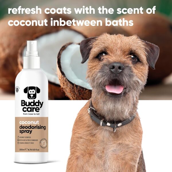 Buddycare Dog Deodorising Spray - Deodorising Spray for Dogs - With Aloe Vera and Pro Vitamin B5 (Coconut, 200ml) - Image 3