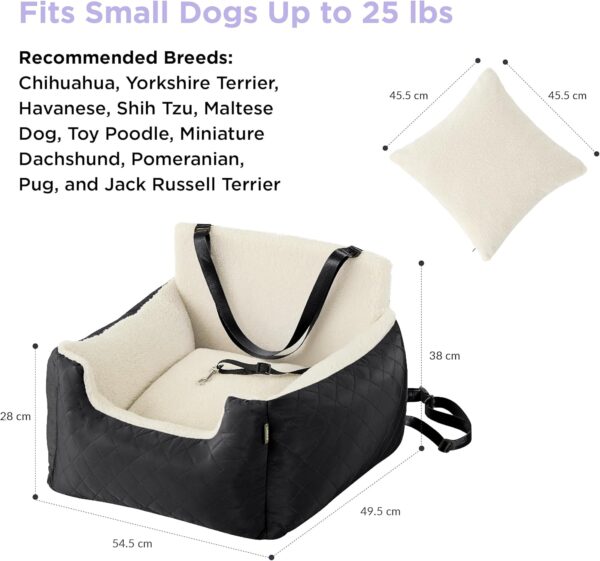 Lesure Small Dog Car Seat - Waterproof Dog Booster Seat, Car Dog Seat For Medium Dog With Storage Pockets, Clip-On Leash For Pet Travel Carrier Bed,54.5x49.5x38cm, Black - Image 6