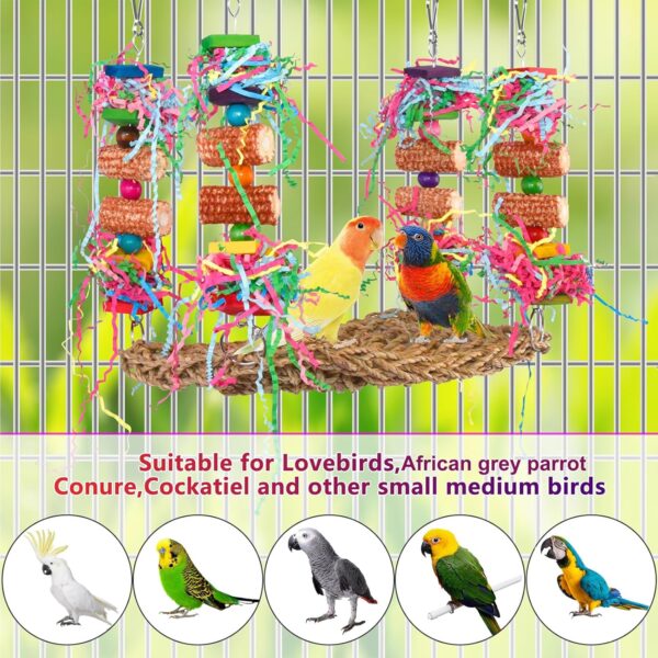 Parrot Toys, Cockatiel toys, Budgie toys, Parrot Swing Chewing Toy for Conures, Cockatiel, African Grey Parrot, Cockatoos and a Variety of Amazon Parrots (Red) - Image 6