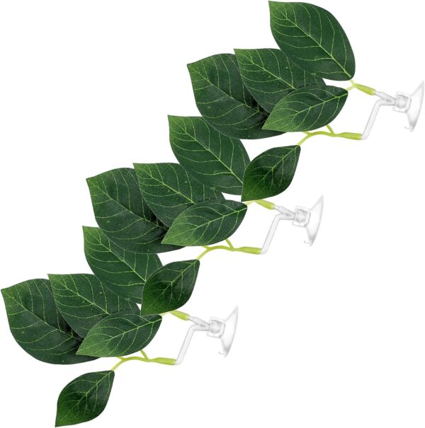 PEOVLVN Betta Fish Tank Accessories, 3 Pack Betta Fish Leaf Pad Hammock Aquarium Decorations Betta Leaf with Suction Cup Plastic Plants Fish Tank Decor for Sleeping Resting Hiding Playing - Image 3