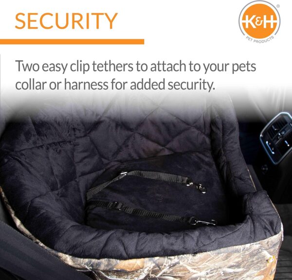 K&H Pet Products Bucket Booster Dog Car Seat with Dog Seat Belt for Car, Washable Small Dog Car Seat, Sturdy Dog Booster Seats for Small Dogs, Medium Dogs, 2 Safety Leashes, Small Realtree Edge Camo - Image 5