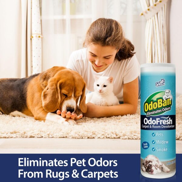 OdoBan OdoFresh Carpet and Room Deodorizer Powder for Home Smells and Odors Including Smoke, Pet Urine, Dogs, and Cat Litter, Fresh Linen Scent, 2 Pounds - Image 3