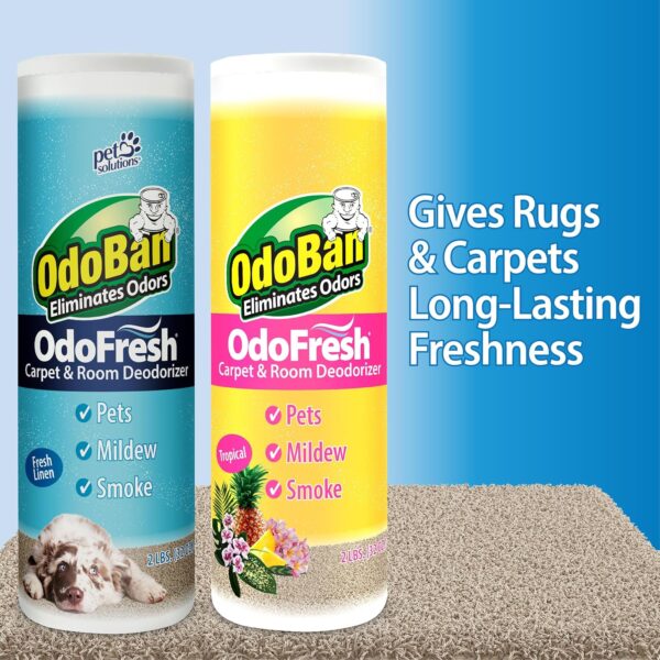 OdoBan OdoFresh Carpet and Room Deodorizer Powder for Home Smells and Odors Including Smoke, Pet Urine, Dogs, and Cat Litter, Fresh Linen Scent, 2 Pounds - Image 5
